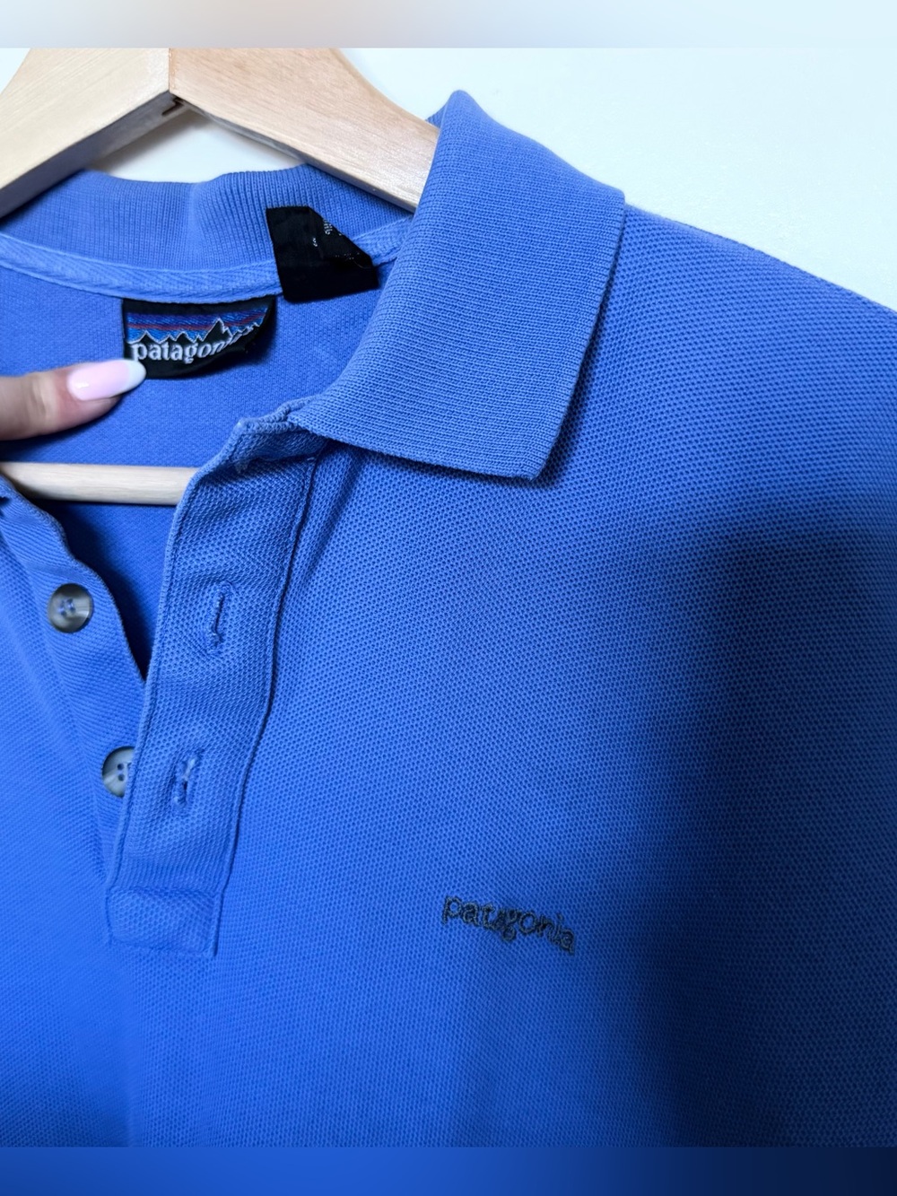 Patagonia Men's Blue Solid Short Sleeve Collared Polo Button, Size S Corpcore
